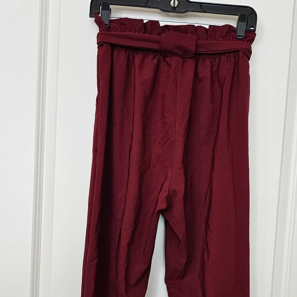 Grace Karin Red Paper Bag Waist Stretch Pants - Size Large